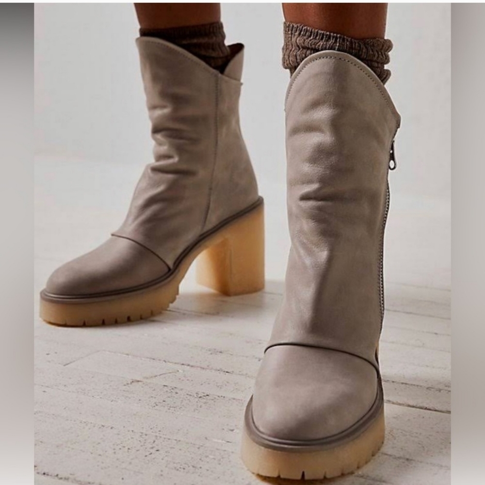 Free People Jack zip up ankle boots in nickel size 38